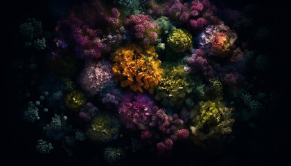 Fototapeta na wymiar Glowing underwater reef, sea life decoration variation generated by AI