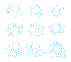 Fototapeta na wymiar Water bubble vector in doodle style. Bubbles hand drawn illustration. Line water drops in sketch style.