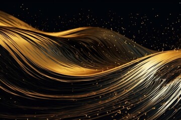 Abstract Gold Glitter in Fluid Dynamic Brushwork, Generative AI