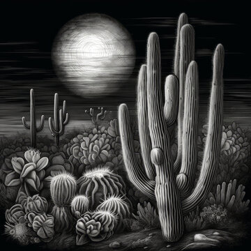 Scrachboard of the Sonoran Desert at Night