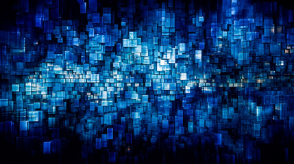 Dark blue background, in the style of futuristic abstracts, digital aesthetic. 