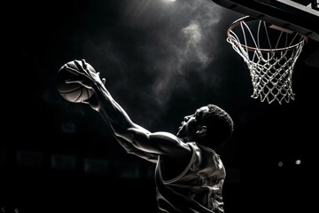 a basketball player catches the ball created with Generative AI technology