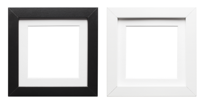 Set of black and white square frames, cut out