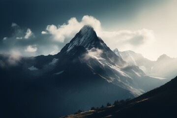 Fototapeta na wymiar Breathtaking mountainscape with sky. Generative AI