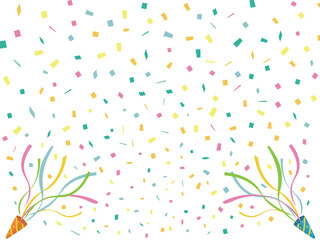 カラフルな紙吹雪とクラッカーの背景素材