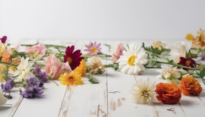 Fototapeta na wymiar Gerbera daisy collection adds rustic beauty indoors generated by AI