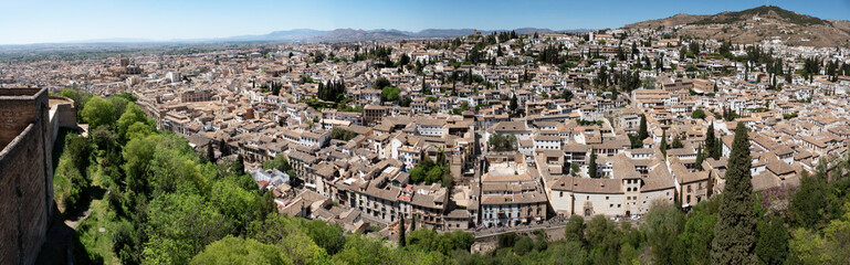 Panoramic view of Granada from Alhambra 