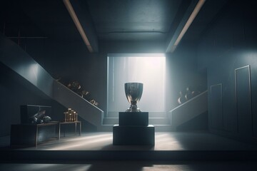 3d render of an abstract podium room for the winner. Generative AI