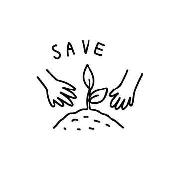 hands protect sprout, save environment clip art preview