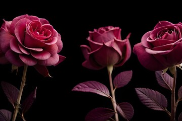 Dried roses in black background,  Generative AI