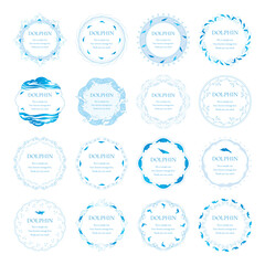 素材_フレームのセット_イルカをモチーフにした飾り枠。シンプルで高級感のある夏のイメージ