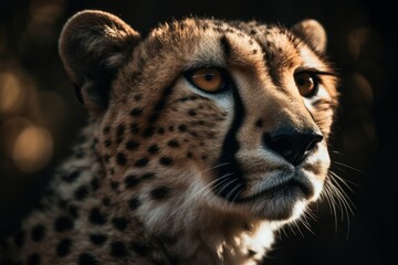 Naklejka na ściany i meble Cheetah in natural habitat with selective focus. AI generated, human enhanced