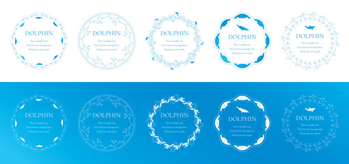 素材_フレームのセット_イルカをモチーフにした飾り枠。シンプルで高級感のある夏のイメージ