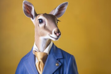 Anthropomorphic deer dressed in a suit like a businessman. business concept. AI generated, human enhanced