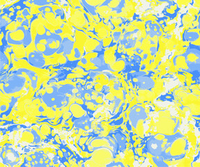 Sun and Sea Yellow and Blue Marble Print