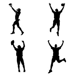 set of football players silhouette. football icon. set of soccer players silhouette. 
