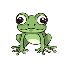 green frog isolated on white background. frog sticker. cartoon frog sticker. frog logo