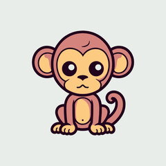 Fototapeta premium cartoon baby monkey. monkey icon illustration. monkey sticker.