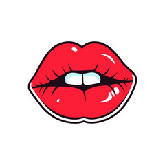 illustration of a lips vector. lips sticker. cartoon lips sticker. lips icon. mouth illustration.