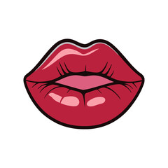 Obraz premium illustration of a lips vector. lips sticker. cartoon lips sticker. lips icon. mouth illustration.