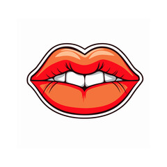 illustration of a lips vector. lips sticker. cartoon lips sticker. lips icon. mouth illustration.