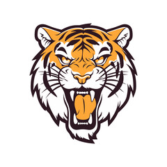 tiger head vector illustration. tiger sticker. jungle animal illustration. tiger icon