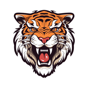 tiger head vector illustration. tiger sticker. jungle animal illustration. tiger icon