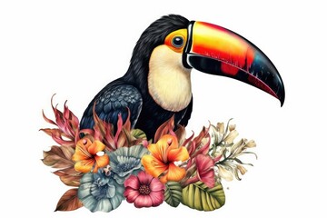 Floral Toucan Sublimation Clipart