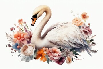Floral Swan Sublimation Clipart