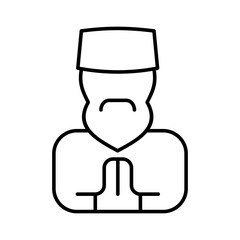 muslim man with beard islamic outline icon vector illustration