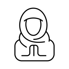 muslim woman wearing hijab islamic outline icon vector illustration