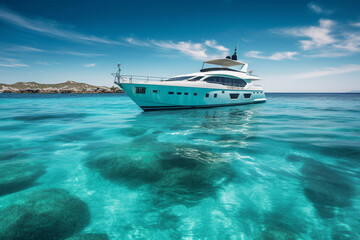 Fototapeta na wymiar Yacht on the sea with generative AI technology