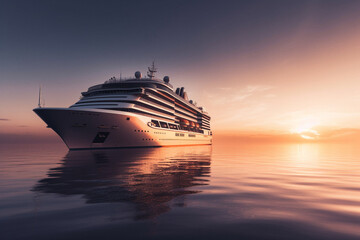 Fototapeta na wymiar Cruise ship at sunset