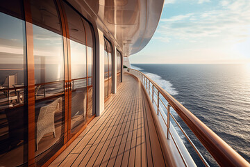 Fototapeta premium Ship at sunset with generative AI technology
