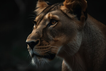Close up portrait of a lion with generative AI technology