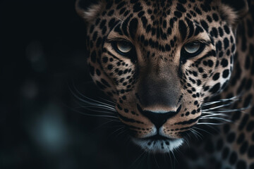 Obraz na płótnie Canvas Close up of leopard with generative AI technology