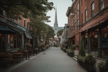 Fototapeta na wymiar Vermont's community hub for dining, shopping, and gatherings - Church Street Marketplace. Generative AI