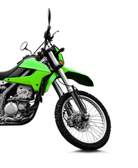 Obraz na płótnie Canvas Stylish green cross motorcycle on white background