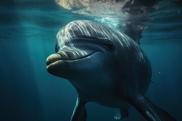 Dolphin under the ocean. Generative AI