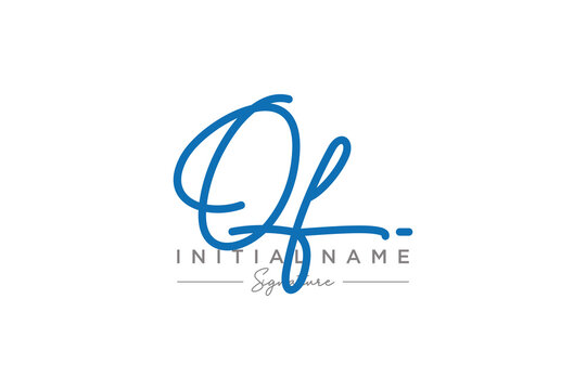 Initial QF signature logo template vector. Hand drawn Calligraphy lettering Vector illustration.