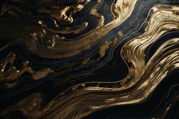 Obraz na płótnie Canvas Swirling gold and black marble lines create an abstract background. Generative AI
