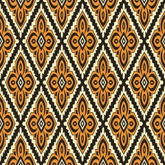 Ikat tribal Indian seamless pattern Ethnic Aztec fabric carpet mandala ornament native boho tribal textile Geometric African American oriental tranditional vector illustrations Embroidery style motif.