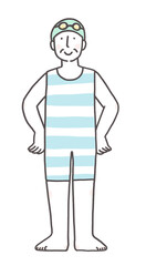 スイミングを楽しむシニア男性