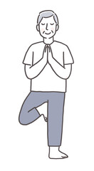 ヨガを楽しむシニア男性