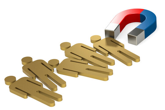 Magnet attract talent with golden puppet