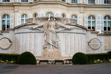 Beautiful French architecture and houses in Champagne sparkling wine making town Epernay, Avenue of Champagne tourists street, France