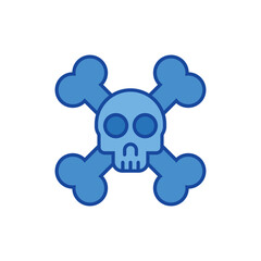 skull icon. blue icon.