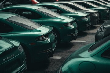 Obraz na płótnie Canvas A selection of green cars. Generative AI