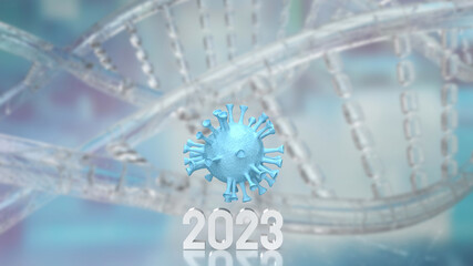 The corona virus and 2023 number for sci or medical concept 3d rendering