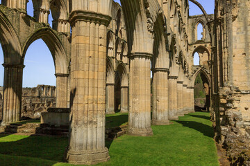 England, North Yorkshire, Rievaulx. 13th c. Cistercian ruins of Rievaulx Abbey.